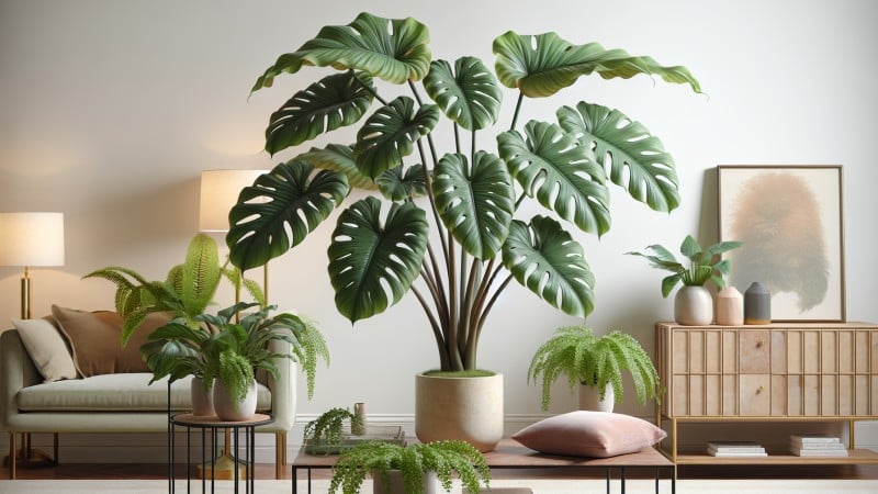 Arranging plants at varying heights creates a visual focal point.